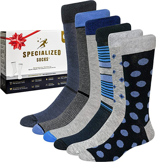 Diabetic socks for men, premium cotton, super soft Blue Parern XL
