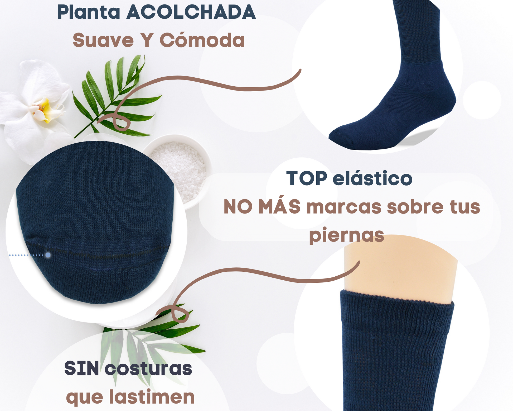 MediPEDS Paquete de 8 calcetines para diabéticos con parte superior no  vinculante para hombre