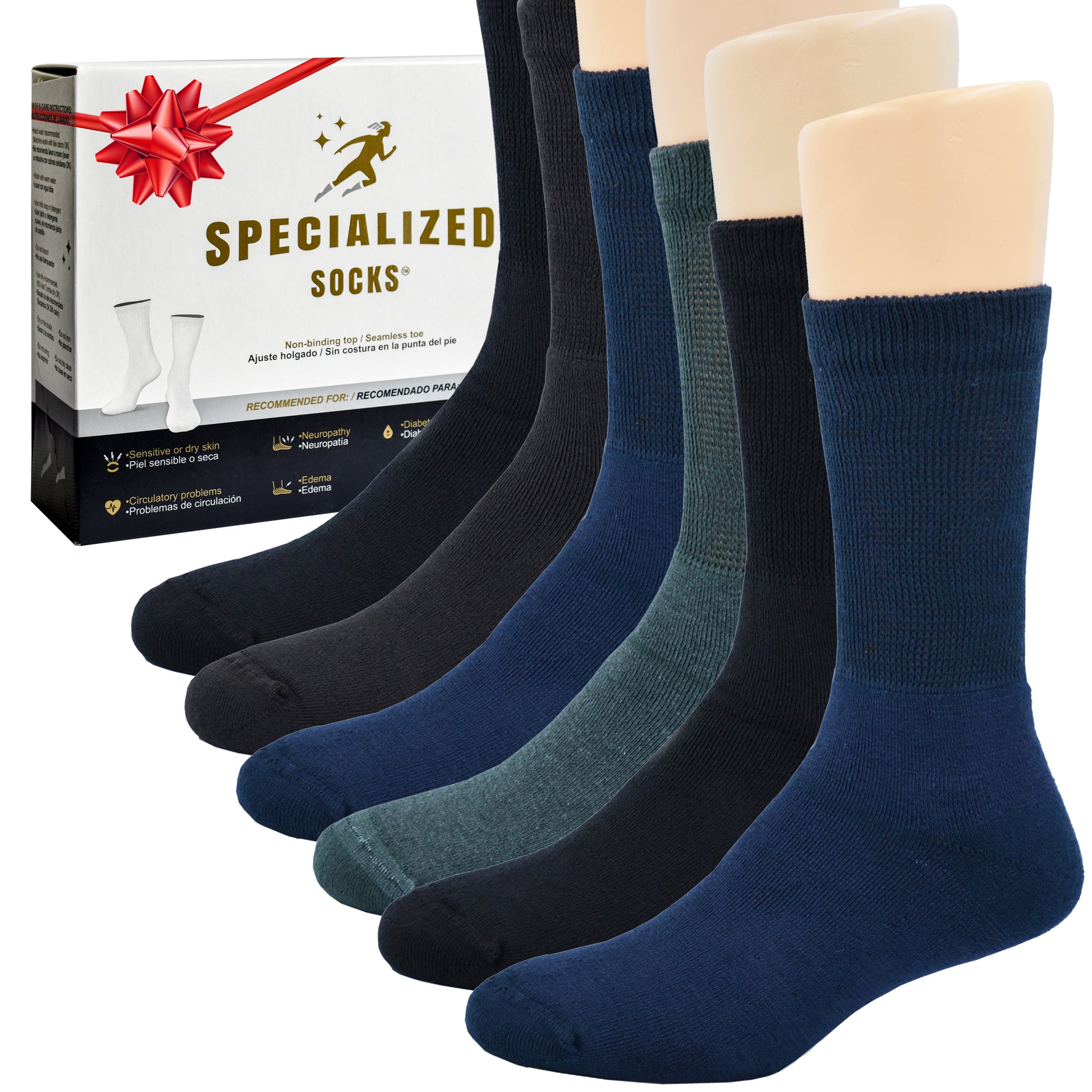 Calcetines diabéticos para hombres 9-12, súper suaves, extremadamente  cómodos, de algodón de primera calidad, calcetines de vestir para hombre